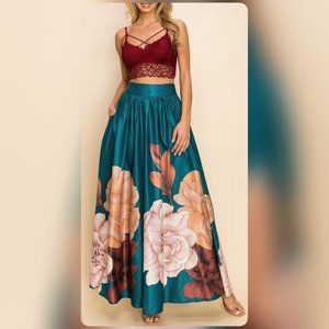 🆕🌼Floral Print Maxi Skirt With Pockets